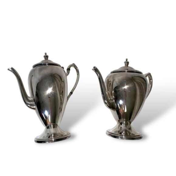 VINTAGE New York Academy Silver Coffee Tea Carafe Set Serving 50s MidCentury Mod - Picture 1 of 15